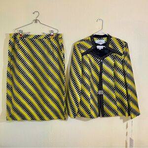 NWT SERAFINA Premium Collection Women’s 18 Church Suit 3 Piece Set Black/yellow